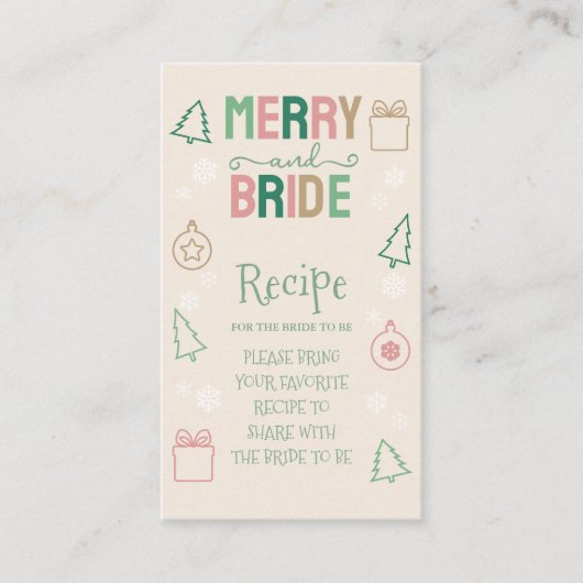 Merry & Bride Christmas Bridal Shower Recipe Informatiekaartje (Voorkant)