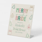Merry & Bride Christmas Bridal Shower Reclamebord Met Voetstuk (Voorkant)
