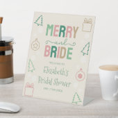 Merry & Bride Christmas Bridal Shower Reclamebord Met Voetstuk (Insitu)