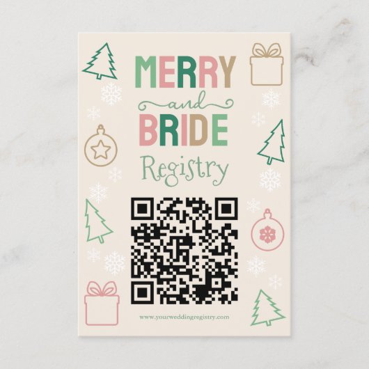 Merry & Bride Christmas Bridal Shower Registry Informatiekaartje (Voorkant)