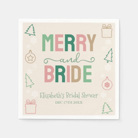Merry & Bride Christmas Bridal Shower Servet (Voorkant)