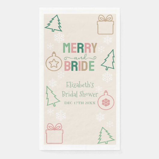 Merry & Bride Christmas Bridal Shower Servet (Voorkant)