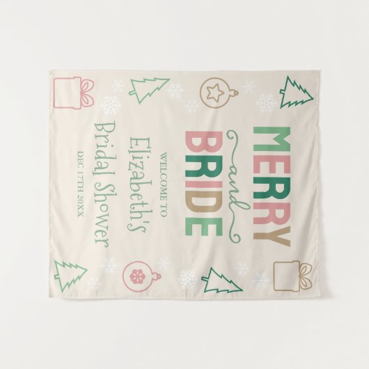 Merry & Bride Christmas Bridal Shower Wandkleed (Voorkant (horizontaal))