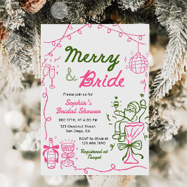 Merry & Bride Hand Getekende Kerst Trouwfeest Kaart