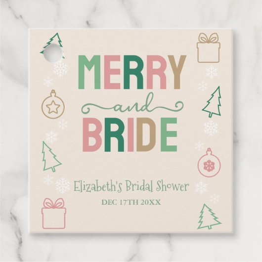 Merry & Bride Kerst Bruidsfeest Bedankjes Labels (Voorkant)