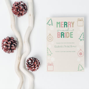 Merry & Bride Kerst Bruidsfeest Bedankkaart