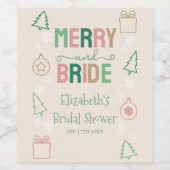 Merry & Bride Kerstelijke Bruidsfeest Wijn Etiket (Enkel label)