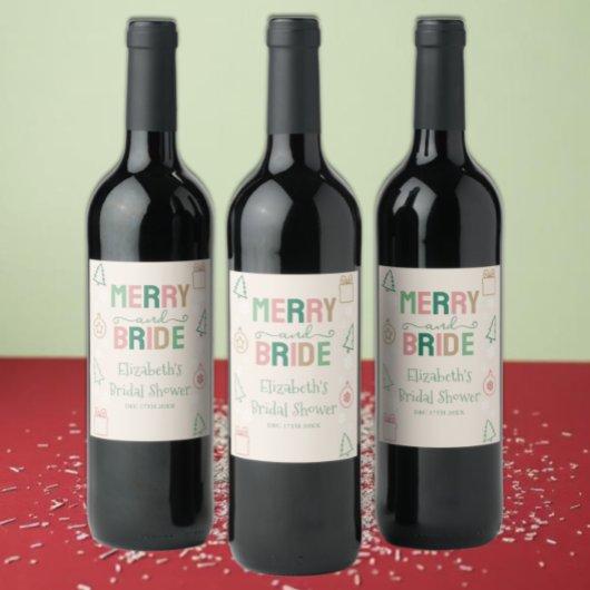 Merry & Bride Kerstelijke Bruidsfeest Wijn Etiket