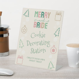 Merry & Bride Koek Decoratie Bruidsuitnodiging Reclamebord Met Voetstuk