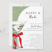 Merry & Bride Martini Kerst Bruidsfeestje Kaart (Voorkant)