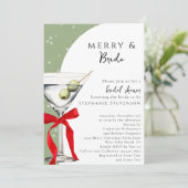 Merry & Bride Martini Kerst Bruidsfeestje Kaart (Staand voorkant)