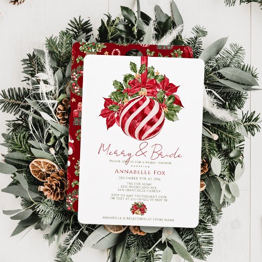 Merry & Bride Rode Versiering Kerst Bruidsfeestje Kaart