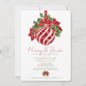 Merry & Bride Rode Versiering Kerst Bruidsfeestje Kaart (Voorkant)