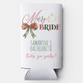 Merry & Bride Winter Christmas Bride Bachelorette Seltzer Blikjeskoeler (Achterkant)