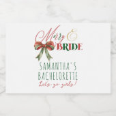 Merry & Bride Winter Christmas Bride Bachelorette Sparkling Wijnetiket (Enkel label)