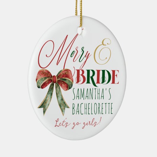 Merry & Bride Winter Christmas Bride Verloving Keramisch Ornament (Rechts)