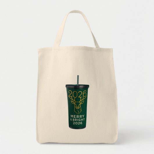 Merry & Bright 2026 Geometric Reindeer Acrylic Tra Tote Bag (Voorkant)