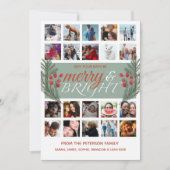 Merry & Bright 20 foto collage Foliage Feestdagenkaart (Voorkant)
