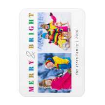 Merry & Bright 2 Photos Colorful Christmas Holiday