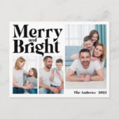 Merry & Bright 3 Familie Fotocollage Kerstmis Feestdagenkaart (Voorkant)