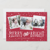 Merry & Bright | 3 Foto-collage Feestdagenkaart (Voorkant)