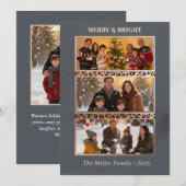 Merry & Bright 3 Foto Koppel Collage Kaart (Voorkant / Achterkant)