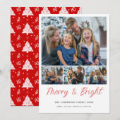 Merry & Bright 4 foto's collage Familie Kerstmis Feestdagenkaart (Voorkant / Achterkant)
