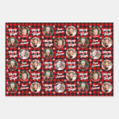 Merry&Bright 4 Foto's met kerstrode buffels Inpakpapier Vel (Voorkant)