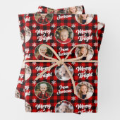 Merry&Bright 4 Foto's met kerstrode buffels Inpakpapier Vel (In situ)