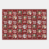 Merry&Bright 4 Foto's met kerstrode buffels Inpakpapier Vel (Voorkant 3)