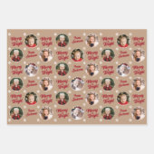 Merry & Bright 4 Foto's Moderne Kerstmis Inpakpapier Vel (Voorkant)