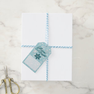 Merry & Bright · 6-punts sneeuwvlok · Blauwgroen & Cadeaulabel