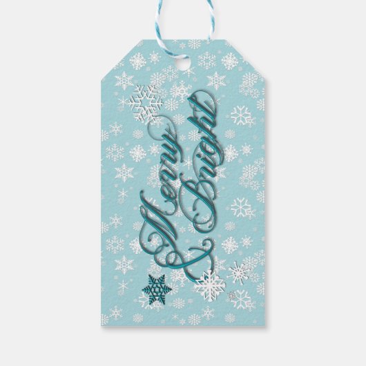 Merry & Bright · 6-punts sneeuwvlok · Blauwgroen & Cadeaulabel (Achterkant)