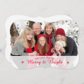 Merry & Bright Aangepaste Familie Foto Kerstkaart (Voorkant / Achterkant)