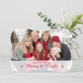 Merry & Bright Aangepaste Familie Foto Kerstkaart (Staand voorkant)