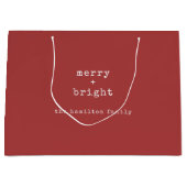 Merry + Bright Aangepaste familienaam Kerstmis Groot Cadeauzakje (Voorkant)