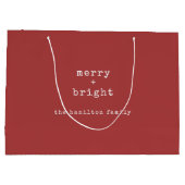 Merry + Bright Aangepaste familienaam Kerstmis Groot Cadeauzakje (Achterkant)