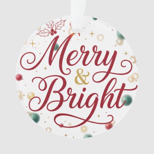 Merry & Bright Acrylic Circle Ornament (voorkant)