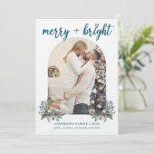 Merry Bright Arch foto botanische kerst Feestdagenkaart (Staand voorkant)