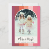 Merry Bright Arched Photo Pink Oranje Kerstmis Feestdagenkaart (Voorkant)