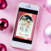 Merry Bright Arched Photo Pink Oranje Kerstmis Feestdagenkaart