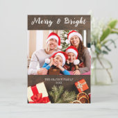 Merry & Bright Barn Wood Foto Kerst Kaart (Staand voorkant)