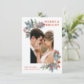 Merry & Bright bessen en takken fotokaart Kaart (Staand voorkant)
