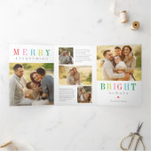 Merry Bright BEWERKBARE KLEUR Drievoudige Kerstkaa Drieluik Uitnodiging (Binnen)