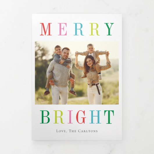 Merry Bright BEWERKBARE KLEUR Drievoudige Kerstkaa Drieluik Uitnodiging (Cover)