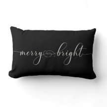 Merry Bright Black Calligraphy Holiday kerst