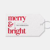 Merry & Bright Black en White Gift Labels Cadeaulabel (Voorkant (Horizontaal))