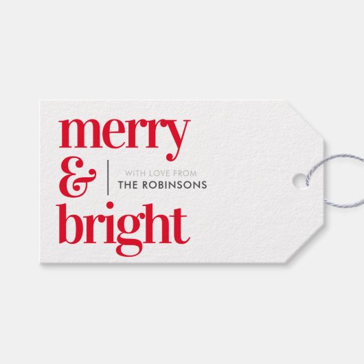 Merry & Bright Black en White Gift Labels Cadeaulabel (Voorkant (Horizontaal))