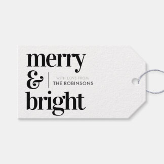 Merry & Bright Black en White Gift Labels Cadeaulabel