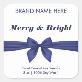 Merry & Bright | Blue Bow Modern Candle Labels (Voorkant)